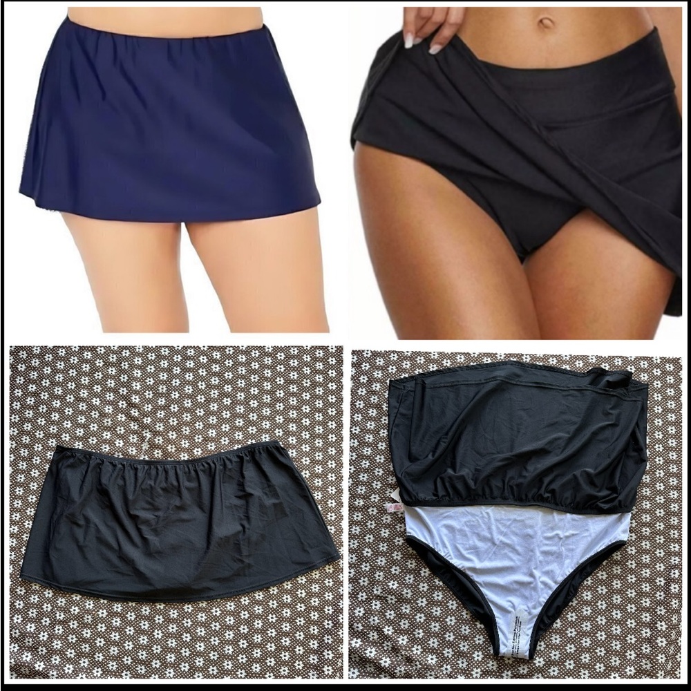 NEW Tropical Escape Bathing Swimsuit Bottom Black Swim Skirt Size 24W 22W 20W